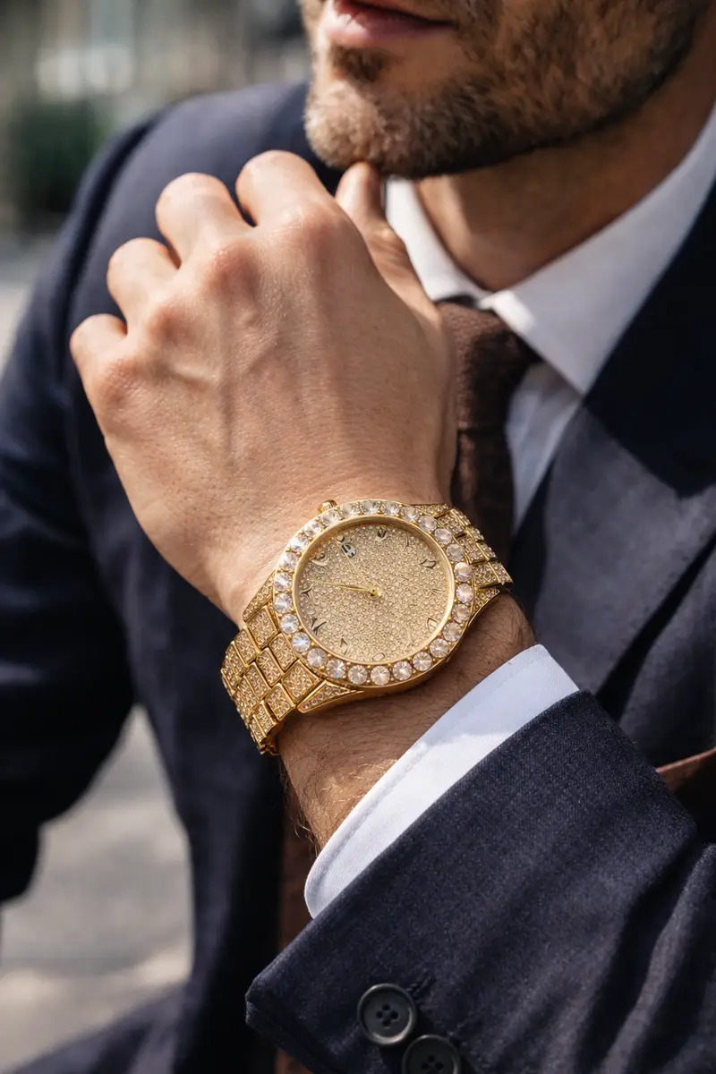 Khrist Golden Analog Stone Studded Watches for Women - Image 19 in Pune